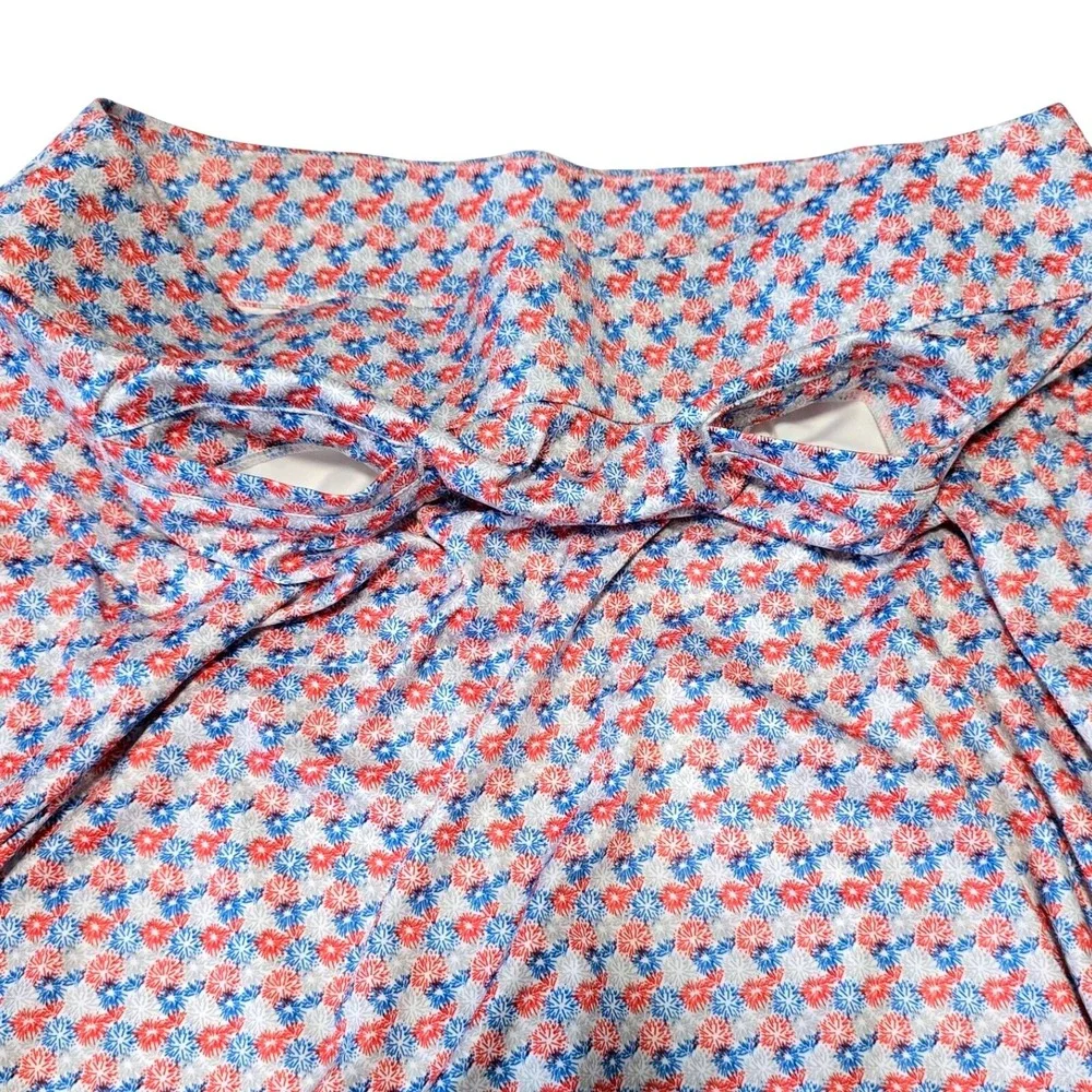 FootJoy Women Size XL Golf Skort Red White Blue Floral Fireworks Print Pockets